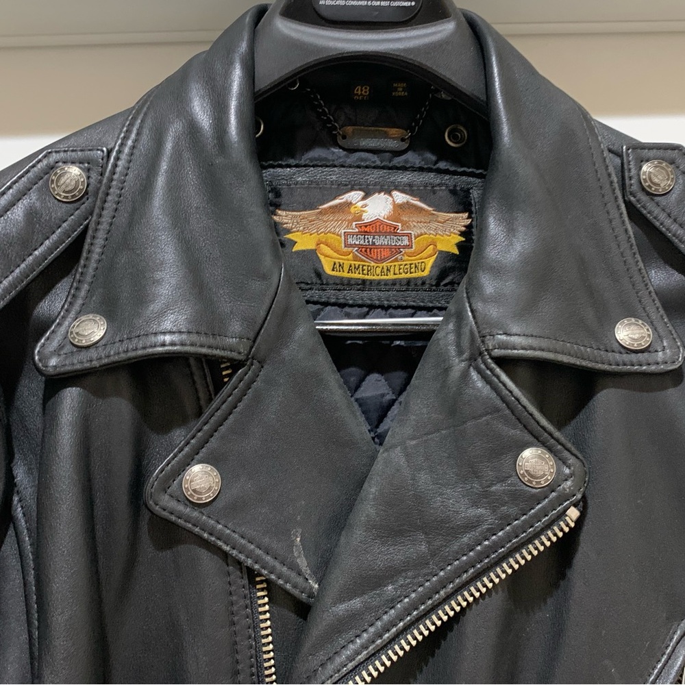 Harley Davidson Hand Painted Insulated Leather Jacket Big/Tall 48R VTG RARE FIND - Picture 3 of 16